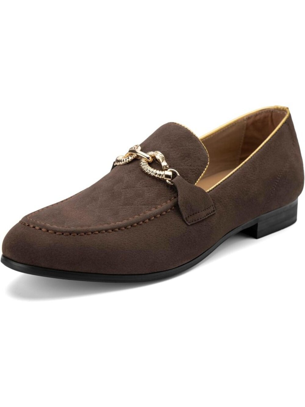 Meijiana Men's Brown09 Microfiber Loafers Buckle PU Leather Weeding Dress Shoes